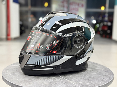 Шлем модуляр HETOSHI XD1-254 цв. Черный с белыми и серыми вставками р. XXL