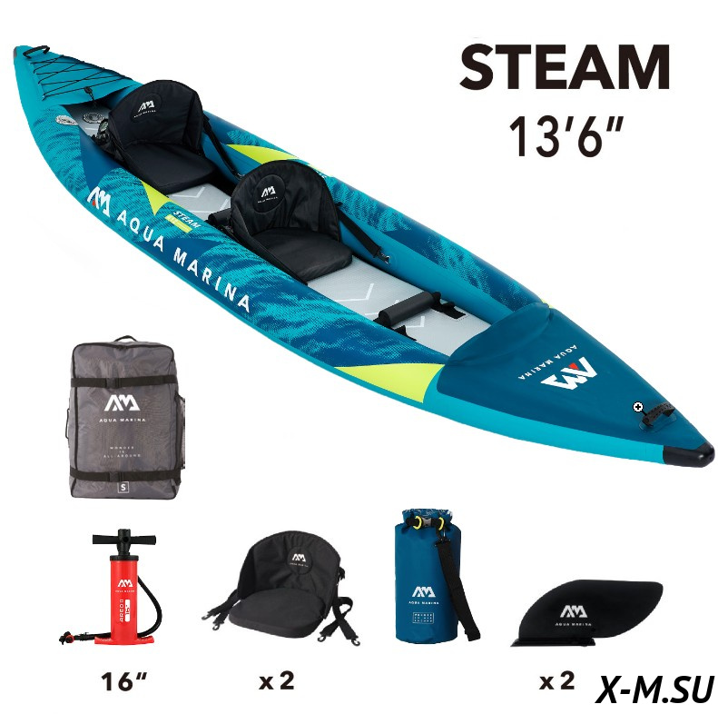 Каяк надувной двухместный AQUA MARINA Steam-412 Каяк надувной двухместный AQUA MARINA Steam-412